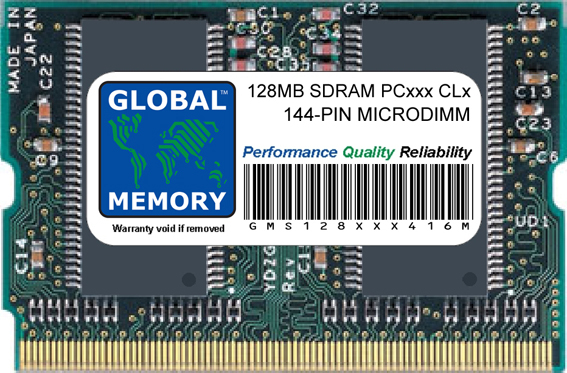 128MB SDRAM PC100/133 144-PIN MICRODIMM MEMORY RAM FOR LAPTOPS/NOTEBOOKS